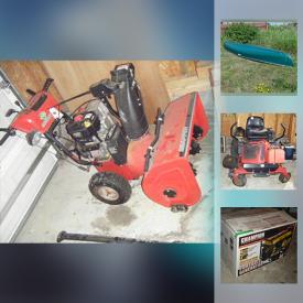 MaxSold Auction: This online auction features a snowblower, a lawnmower, chargers, heaters, planer and other tools, generator, pressure washer, furniture such as vinyl chairs, bed frames, table and chairs, dresser, modern cabinet, pantry shelving and more, sewing machine, stationary bike, knitting machine, humidifier, office chairs and office supplies, teacups, china, golf cart, canoe, deck box, electric keyboard, sump pump, appliances such as a portable dishwasher, fridge, washer and dryer, cleaning supplies, luggage and much more!