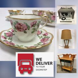 MaxSold Auction: This online auction features collectible china such as pieces by Salisbury, Royal Albert, Queen Anne, Aynsley, Frankfurt, Gladstone, Rosina, Paragon, Pink Whisper Stoneware, and Hammersley Co., furniture such as wash stand, console table, marble top dining buffet table, end table, night stands, IKEA dresser, wooden media wall unit, IKEA office desk, vintage trunks, office chair, leather ottoman, sofa, vintage school desk, stuffed living room chairs, home decor such as framed wall art, table lamps, silver decorative plates, wall clocks, religious-themed painted wood panel, throw pillows, vintage dolls, vintage milk glass table lamp, vinyl records such as Billy Joel, Jane Fonda, Perth County Conspiracy, Frank Sinatra, The Beatles, Mary Poppins, and much more!

Domestic delivery is available through arrangement with More Than A Mover Inc. The customers still have to attend the pickup to inspect the items and arrange the delivery with the moving company themselves. If you need more information about delivery, please contact info@morethanamover.com.