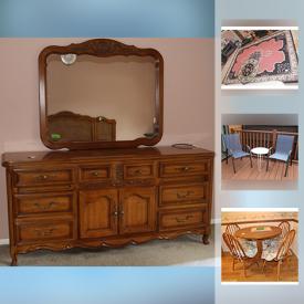 MaxSold Auction: This online auction features Aurora slot cars, Wedgwood, Lionel trains, furniture such as Diaie dresser with mirror, queen size bed frame, and drop side dining table, wall art, linens, table lamps, glassware, wool area rugs, stemware, and much more!