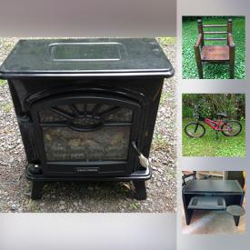 MaxSold Auction: This online auction features Admiral stove, antique baskets, small home appliances, stationary bike, furniture such as cabinets, armchairs, computer desks, and bar height tables, electric wood stove, lamps, shelving, costume jewelry, home decor, bake ware, Bissell vacuum, wall art, cordless screwdriver, planters, and much more!