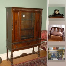 MaxSold Auction: This online auction features Wood Hall tree, Carpet, oak chairs, Armoire, Setee, Buffet, Electrohome Vintage Sound System, Homelite cordless lawn mower, mirror, Waterbury clock, Mahogany dresser, Oak Vintage Roll top Desk and much more!