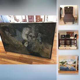 MaxSold Auction: This online auction features furniture such as Pottery Barn sofa, queen size sleigh bed, butcher block table and marble top table, art such as original oil paintings, numbered and framed prints, and antique frames, window treatments, linens, and much more!