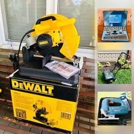 MaxSold Auction: This online auction features SHOP TOOLS: Bostitch tool and compressor; NIB Power Max band saw; Mastercraft - router with table, reciprocating saw, bench vise, angle grinder, impact tools, tap and die and socket sets; Wolfcraft router table and DeWalt router, DeWalt chop saw; Delta 10" compound mitre saw; Bosch jigsaw; Dremels and shaper router; Stihl BT 45 wood boring gas drill; Pro air tools. ANTIQUE: Sideboard, plant stand, bookshelf/side table. HAND KNOTTED PERSIAN RUGS. COLLECTIBLE: Lionel trains. NIB Jenson speakers. FISHING TACKLE: Rod and reels, several tackle boxes with tackle. YARD TOOLS. CRYSTAL: Crystal D'Arques stemware and much more!