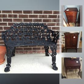 MaxSold Auction: This online auction features vintage trunks, Weller pottery, Depression glass, costume jewelry, vintage enamel top table, and much more!