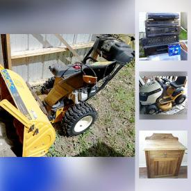 MaxSold Auction: This online auction features Outdoor Fire Pit, sail, Cub Cadet Lawn Tractor Mower, Antique Outdoor Planter Urns, Sandblasting System, Cameras, Ceiling Fan and Lights, Wooden Jewelry Chest, Lagostina Saute Pan and Skillet, Crock, Antique Fainting Chair, Peavey PA speakers, Leather Loveseat, and much more!