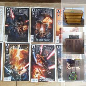 MaxSold Auction: This online auction features a Darth Vader Toaster, Star Wars Toys and Collectibles, Batman Collectible Figures, a large assortment of comic books, new Kobalt overhead storage unit, antique hand planer, vintage Myott coffee set, and much more!