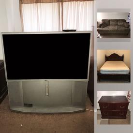 MaxSold Auction: This online auction features Galaxy Microwave, Sofa, Mahogany Filing Cabinet, bed, Oak Desk, Brown Wooden Entertainment TV Stand and much more!