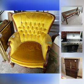 MaxSold Auction: This online auction features GE microwave, hockey jersey, Cabinet, Granite Table, China Dish Set, Demi Lune Hall Table, Silverplate Cutlery Set, Vintage Arm Chair, Vintage Side Tables, High Boy Dresser, Bunnykins, Gas BBQ, and much more!