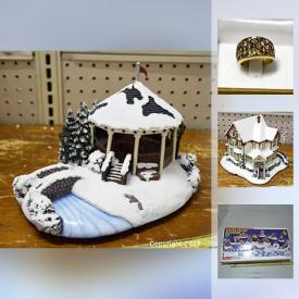 MaxSold Auction: This online auction features New In Package: Christmas decorations - Indoor: Tree ornaments, wreaths, CHRISTMAS VILLAGES COLLECTIBLES - Hawthorne Village figures and houses, Terry Redlin's, Norman Rockwell, Thomas Kinkade, Rudolph's; as well as some vintage. Outdoor - lighted Christmas decor. Homegoods. JEWELRY: .925, 10K and 14K gold pieces; designer costume form Joan Rivers, Camrose and Kross. KItchen and serving pieces: WOLFGANG PUCK and much more!