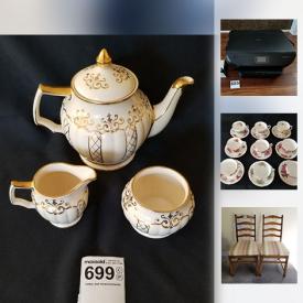 MaxSold Auction: This online auction features Bone China teacups, vintage Birks carving set, costume jewelry, vintage wine barrel bar, and much more!