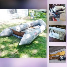 MaxSold Auction: This online auction features BOATING/FISHING: Avon 6 person boat; Evinrude 4 hp and Mercury 9.8 hp outboard motors; many lots of fishing lures, rods and reels; wetsuits. LE CREUSET POTS. COLLECTIBLE: LP's, 45's and 78's. TOOLS: Ridgid and Ryobi wet tile saws. ELECTRONICS: ACER and Dell computer monitors. MUSICAL INSTRUMENTS: 4 Electric guitars including a Fender Squier and much more!