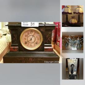 MaxSold Auction: This online auction features a vintage mantel clock, a vintage roll top desk, large assortment of China tea cups, vintage standing ashtray, fresh and saltwater fishing gear, and much more!