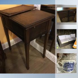 MaxSold Auction: This online auction features VINTAGE: Stereo console; Singer sewing machine in table. FURNITURE: Daybed with trundle, patio and more! Clay tangine, blue and white china. Quilt kits and more!