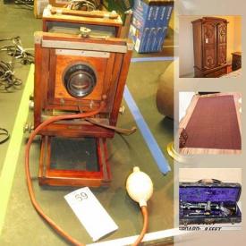 MaxSold Auction: This online auction features ANTIQUE: Gundlach camera, bedroom suite, 2 desks. FURNITURE. STERLING SILVER GOBLETS AND TRAY.
COLLECTIBLE: VINTAGE BRASS BLOW TORCH AND FIRE EXTINGUISHER COLLECTION plus more brass - decor, gauges, oil cans; Lenox creamware/Lladro/Avon; diecast 1:24 scale classic cars; Hull and Pfaltz brown glaze drip ware; DEPRESSION GLASS. EXERCISE EQUIPMENT: 4 pieces NordicTrack, Sears bike, ProForm Crosstrainer Treadmill, Weslo Cardio Glider and more! SPORTING GOODS: Skis, 2 sets golf bags with clubs, croquet set. MUSICAL INSTRUMENTS: Hallet Dabis Co. piano, Kiso Suisuki violin, Kay cello, Selmer Bundy II and Martin alto Imperial saxophones, clarinet, harmonica. ELECTRONICS; Teac and Dual turntables, Hatachi cassette deck and more; Two Singer sewing machines - one a vintage treadle. APPLIANCES: Kenmore upright freezer. TOOLS: Craftsman 7" circular saw and more! VINTAGE: Pyrex and Fire King luster ware. SONY VIDEO CAMERAS/KODAK PROJECTOR/CAMERAS. CHINA/STONEWARE: Royal Seasons Christmas dish set, vintage Inarco and canisters and much more!