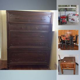 MaxSold Auction: This online auction includes crystal stemware, a GE washer, a Kenmore dryer, furniture such as an IKEA queen bed, a corner desk with an end dresser, love seats, and a rocker recliner, wall art, costume jewelry, a Mont Blanc pen set, small kitchen appliances, ginger jar lamps, a Honda generator, vintage GI Joes, metal shelving, kitchenware and much more!