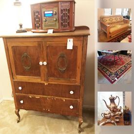 MaxSold Auction: This online auction features VINTAGE ITEMS such as Fenton Glass, Milk Glass, Depression Glass, Writing Bureau, Table and Chairs, Lamps, ELECTRONICS such as Samsung TV, ART such as Thomas Kincaid Print, Jody Bergsma Lithographs, Religious Framed Art and household appliances and much more.