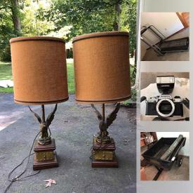 MaxSold Auction: This online auction features furniture such as a buffet, wingback armchair, side chairs, end table, console cabinet, wire shelves, bed, metal shelves, lamps, commercial freezer, wedding dress, trailer, treadmill, cameras and much more!