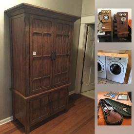 MaxSold Auction: This auction features Ryobi 18v weed eater, China Cabinet, Rhodes Furniture wood cabinet, Albums, Singer Table, Farmhouse Style Table, Antique wood cabinet, Electric Heaters, Coca Cola Collection Bears, Wooden secretary, Truetone Record Player, Vintage Radio, Vintage Telephones, violin and much more!