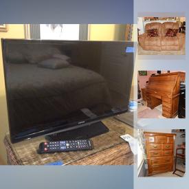 MaxSold Auction: This auction features Library Ladder, Goebel Figurines, Leather Loveseat, framed beveled glass mirror, Brass and Gemstone Inlay Floor Globe, Samsung TV, Sony DVD Player, Art Glass, Curio Cabinet, Hummel Figures, Singer Sewing Machine, Nightstands, Costume Jewelry, Armoire, Samsung TV and much more!