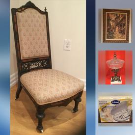 MaxSold Auction: This online auction features a new KitchenAid convection microwave, antique magazine rack, Victorian side chair, antique candy dish and much more.