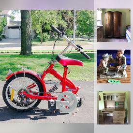 MaxSold Auction: This auction features "Street Easy Cruiser" folding bike, Lawn Chairs, Wooden Shelf, Royal Doulton Bunnykins, Oak Teachers Desk, Beer Fridge, Ikea wall unit, Chinese Planter/Pot, Antique Oak Armoire, Braun Coffee Grinders, Sango Dish Set, BBQ Set, Mayfair Fresh Flowers Royal Doulton Dish Set and much more!