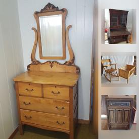 MaxSold Auction: This auction features antique dresser, Antique Dutch Secretary, Spoon Collection, old dolls crib, LEGO, Antique wooden tool boxes, Shop Vac, books, antique protective glasses and much more!