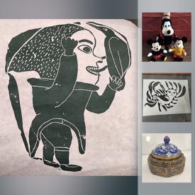 MaxSold Auction: This online auction features art such as signed Inuit stone cuts, signed Inuit prints, and signed pottery, antiques such as antique bird prints, antique creamer, and antique scythe, collectibles such as vintage Disney dolls, crystalware, and silver plate, oak coffee table, glassware, cookbooks, lava lamps, vintage advertising and more!