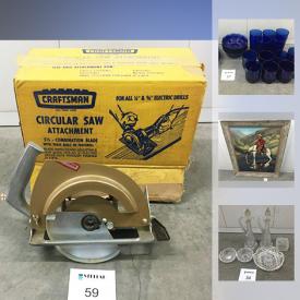 MaxSold Auction: This online auction features crystal such as decanters, candle holders, bells, cups, and bowls, power tools, Craftsman circular saw, Wagner professional painter spray gun, and GE portable power tool kit, silver such as bowls, platters, and cups, and much more!