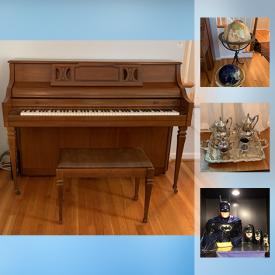 MaxSold Auction: This online auction features furniture such as Kimball upright piano and piano bench, bookcase, home decor such as standing globe, Waterford vase, Swarovski crystal figures, Lladro, Goebel, and Hummel figurines, drinkware such as Waterford, rose china by Rosenthal, carnival glass, electronics such as Canon EOS camera, FPV drone, collectibles such as limited edition Batman wall art, Star Wars LEGO set and wall art, and Batman batsignal light, kitchenware such as Pesto fry daddy, Waring ice crusher, Cuisinart ice cream maker, and mini Cuisinart, silverplate such as candlesticks, bowls, dish, spoons, and Sheridan pieces, holiday decor such as Department 56 Christmas village pieces and much more!