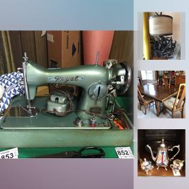 MaxSold Auction: This auction features Rosenthal Teacups and Saucers, Vintage Bavarian Tea Set, Goebel Figurine, Gibson Dish Set, Dining Chairs, Model Boat, Silver Plate Tea Set, George Foreman Grill, Smoothie Maker, Mid Century Modern Bedside Tables, Epson Stylus 777 printer, Sansui 120W speakers S 717, Sansui stereo amp, MCM wood arm chair, Kodak Projector, Hoover Wet Dry Vac, Vintage Chairs, Vintage Royal Sewing Machine and much more!