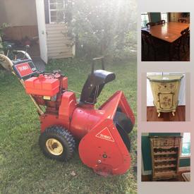 MaxSold Auction: This online auction features Lane Furniture Wine Cabinet, Kitchen Table with 6 chairs, Dark cherry/mahogany color desk, Snowblower, prints, Nintendo DS, purses, Fire Pit, Meade telescope, and much more!