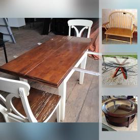 MaxSold Auction: This online auction includes wine making supplies, furniture such as Parsons chairs, wood hutches, coffee table, and wooden tables, electric fireplace, cabinets, wall art, area rugs, extension ladder, home hardware, LPs, ceiling fans, glassware and much more!