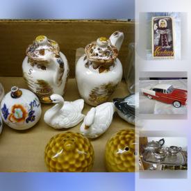 MaxSold Auction: This online auction features COLLECTIBLES such as Cola Trays, Porcelain Dolls Silver-Plated Souvenir Spoons, Salt and Pepper Shakers, Cat in the Hat Collectibles, Wade Tea Animals, VINTAGE ITEMS such as Pins and Brooches. Handmade Golly Dolls, Effanbees Dolls, and Talking Ironman toy. Black & Decker Workmate Folding Workbench with Working Vise Top, Fishing Reels and Parts, GolfBooks and Balls, Scottish Clan Badge Plaques, Degas Spanish Guitar Pitch Pipe and much more