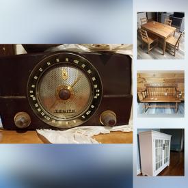 MaxSold Auction: This auction features Fire proof boxes, Rustic Coffee Table, Fish Tank, Zenith Vintage Radio, Fridge, Rototiller, the Bionic Woman cards, Charlies Angel cards, Babe Ruth gold baseball card and much more!