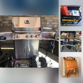 MaxSold Auction: This online auction features lawn and garden statuary, Napoleon natural gas grill, Gladiator storage cabinet, fishing supplies, table saw, a large assortment of power hand tools, Champion portable generator, Stanley metal floor cabinet, garden and lawn maintenance tools, MastCraft nail gun, hydraulic floor jacks, ladies street bike, Kobalt compound mitre saw, Craftsman Drill Press, Electric Fireplace, James Lumbers Prints, some with COA, vintage cast iron Yorkshire pudding molds, air fryer, Yamaha surround sound system, Simonides pressure washer, antique oak Sideboard, oil lanterns, antique cast iron banks, recumbent exercise bike, travel golf bag, Christmas decorations, Sterling Silver vanity set, Soapstone sculptures, Electric food slicer, antique wash stand, Canadians pine wash stand, and much more!