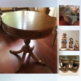 MaxSold Auction: This auction features King and Queen Chairs, Occasional table, Royal Doulton Pillar Rose china, Pyrex, Swarovski miniature crystal figures, Goebel Figurine, Royal Doulton Figurines, China Cabinet Made By Cochrane, Vintage Wedding Dress, Wood Secretary and much more!