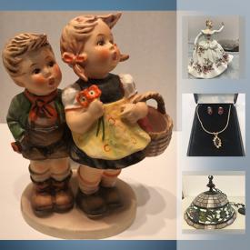 MaxSold Auction: This online auction features Royal Doulton Figurine, Tiffany Style Stain Glass Hanging Lamp, Oil Canvas Painting by M. Aaron, Pocket Watch Waltham, Swarovski Crystal Butterfly, Gold Amethyst Ring, Shelley cream and sugar, Sterling Locket, Hummel Figurine, White Gold Topaz Estate Ring, Canadian 50 Cent 1966 coin and much more!