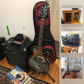 MaxSold Auction: This online auction features Mission style furniture, a vintage secretary. Guitars and amps such as a Gibson electric Maestro, Jay Tusner electric resonator, Fender and Starcaster amps, Toreno and Sovereign acoustic guitars plus more! Power tools such as a Chicago Electric compound mitre saw, Tradesman benchsaw and many more; US General tool chest, 3 tool benches, hand tools. Electronics such as stereo components, Samsung 40" and 54" TV's, Apple TV; HP Pavillion and IBM Think Pad laptops. Several men's bicyles including a Giant 21" and Marin 21" motorized. Area rugs. China, cut/pressed glass. Limited edition prints, signed SXSW poster. Camping gear, fishing gear, cross country skis and poles. A Bowflex exercise machine with accessories. Ladders, metal storage racks and much more!