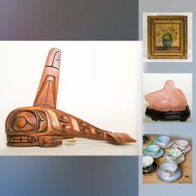 MaxSold Auction: This online auction features Art - signed paintings, antique engravings and etchings, limited edition signed prints, vintage framed photos, Asian embossed panels. Asian artifacts. Native artifacts such as a carved cedar killer whale, signed rattle by Doug Lafortune. Jade Jewellery bangle bracelets and carved pendant. Antiques. Collectibles such as die cast vehicles, hockey memorabilia., stamps and coins. and much more!