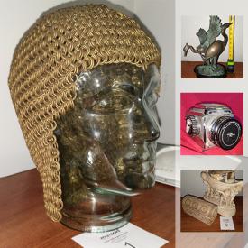 MaxSold Auction: This online auction features vintage cameras, handmade chain mail helmet, brass waterfowl sculptures, T-shirt screenprint kit, and much more!