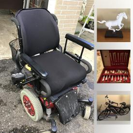 MaxSold Auction: This online auction features Pyrex bowls, Insulation covers , Electric wheelchairs, Chenille Bedspreads, Ethan Allen hutch, Silver Plate flatware, Lladro “Galloping Horse”, Royal Doulton figurines, Old model ebike, China dishes and much more!