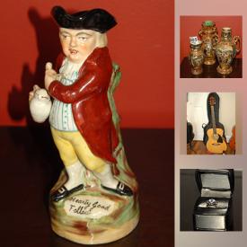 MaxSold Auction: This online auction features Royal Doulton china, Staffordshire Decanter, Satsuma Vases, Wind Vein, Back Brace, Games, Clocks, Ikea Curtains, Gold Ring, String Instrument, Wooden Rocking Camel, and much more!