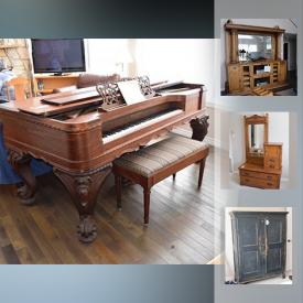 MaxSold Auction: This online auction features an Antique 17th century Quebec armoire; double bed, washstand and side by side; Stanley and Son grand piano; bar / buffet; settee and Eastlake chair; oak server. Furniture such as a custom dining table and chair set. Electronics include a audiophile stereo system, Hitachi 50" HD Ultra vision TV with Vizio soundboard. Art such as Hal Larsen limited edition and Pena prints. Danby chest freezer and Frigidaire fridge. Yard and Garden tools such as a Poulan chair saw, Murray gas lawn mower and supplies. Sporting goods include Trax cross country skis, poles and size 9 boots; SCUBA equipment; Centurion Lemans bicycle. Utility shelving and more!