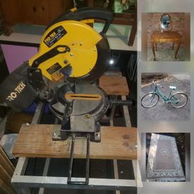 MaxSold Auction: This online auction features Wool Rug, Schwinn Bike, Antique Bed, Luggage, Pro Tech Miter Saw, Vanity Table, potato bin, Vintage Kitchen Aide mixer, and much more!