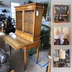 MaxSold Auction: This online auction features Lamps, Tables, Wall Shelf, Recliner, Eathan Allen Hutch, Combination Safe, Sterling flatware, Lladros, Lenox American Robin, and much more!