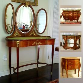 MaxSold Auction: This online auction features Chair, Fireplace Screen, Porcelain Dessert Set, Dresser Table, Antique Oil Paintings, Wedgwood Vases, Huge Wall Sconce, Vintage Electric fan, 18K nib Parker Fountain Pen, Wedgwood Set, Royal Albert Tea Set, and much more!