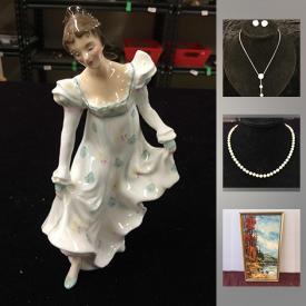 MaxSold Auction: This online auction features a large assortment of costume jewelry, some vintage, vintage ladies hats, vintage paper weights, ladies compacts, belt buckles, vintage Ronson lighters, wade porcelain figurines, crystal salt cellars, Swarovski jewelry, vintage Silverplate, vintage belts, an assortment of fur coats, a Teak bookcase, vintage cuff links and tie tacks, vintage coins and currency, vintage daggers, large assortment of framed art, and much more!