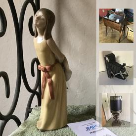 MaxSold Auction: This online auction features Lladro, 45RPM Records, Vintage Knitting Box, Vintage Newspapers, Vintage Pocket Kodak Series II Camera, Pewter Coffee Set, Harmony House Flatware From 1948, Cast Iron Pans, 8 foot wooden ladder, and much more!