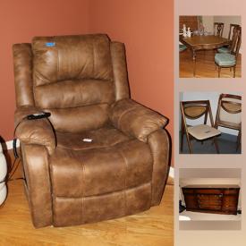 MaxSold Auction: This online auction features Leatherette Power Lift Recliner, Chickering Piano, Dirt Devil Vacuum, Binoculars, Limoges Plates, Men's Cuff Links, HP Office Jet 4500 Printer, Rolling Luggage, Glass Globe Lamp, Porcelain Figurines, and much more!