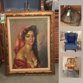 MaxSold Auction: This online auction features antique Fostoria glasses, signed artwork, vintage electronics, vintage Paymaster cheque writer, cast iron grinder, Wing chair, sofa table, Limoges, and much more!